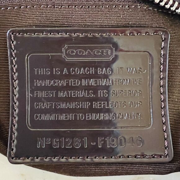 COACH Khaki Mahogany Signature Stripe Jacquard Tote Shoulder Bag - Picture 9 of 10